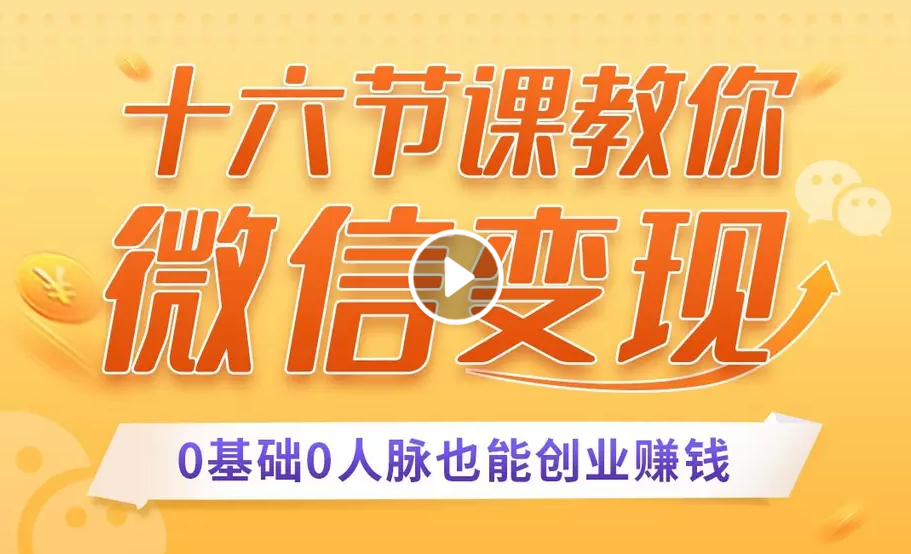 十六节课教你零基础微信变现，用单品打爆市场，每月收入超过10万+_微雨项目网
