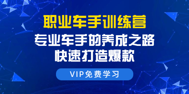 职业车手训练营：专业车手的养成之路，快速打造爆款（8节-无水印直播课）_微雨项目网