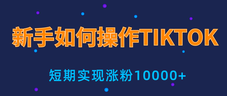 新手小白操作TIKTOK，3天从0到10000粉丝撸美金实战分享_微雨项目网