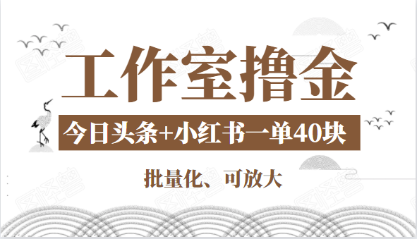 工作室撸金二件套：撸今日头条原创收益+小红书一单利润40块项目_微雨项目网