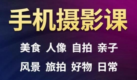 手机摄影一次学透，教程内容包括：美食、人像、自拍、风景、好物等_微雨项目网