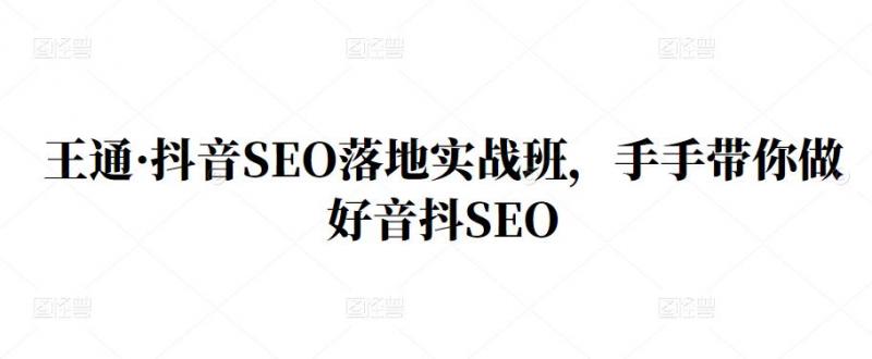 王通·抖音SEO落地实战班，手‬手带你做好音抖‬‬SEO_微雨项目网