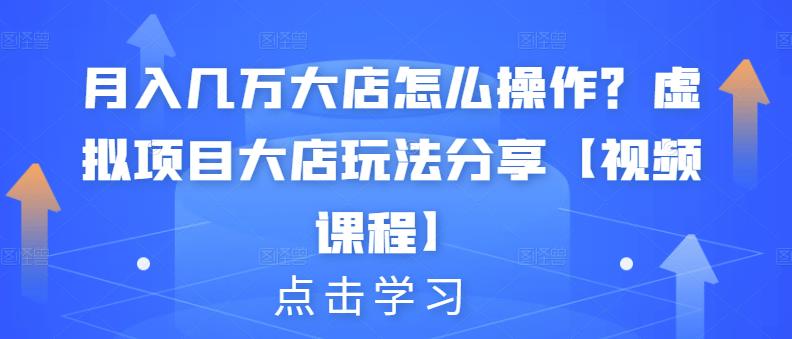 月入几万大店怎么操作？虚拟项目大店玩法分享【视频课程】_微雨项目网