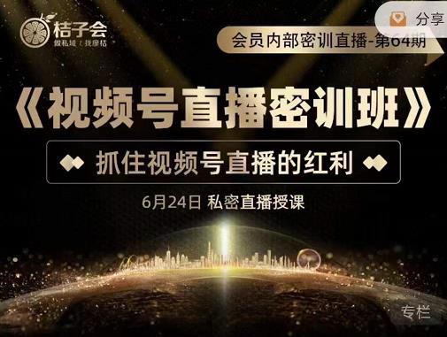 桔子会《视频号直播密训班》，抓住视频号直播的红利 价值12800_微雨项目网