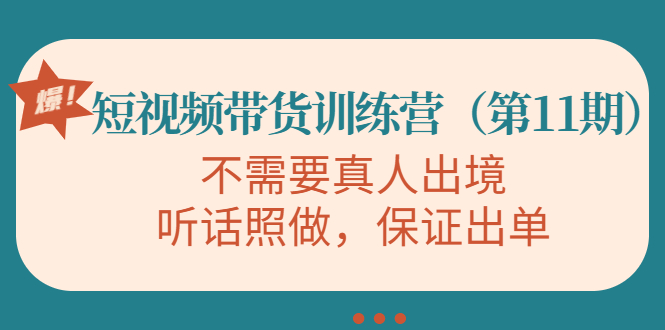 视频带货训练营，不需要真人出境，听话照做，保证出单（第11期）_微雨项目网