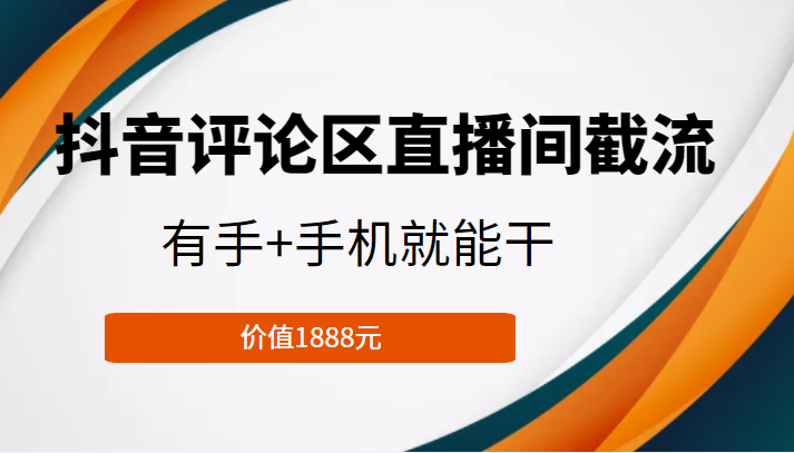 抖音评论区直播间截流，有手+手机就能干，门槛极低，模式可大量复制（价值1888元）_微雨项目网