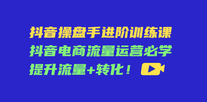 抖音操盘手进阶训练课：抖音电商流量运营必学，提升流量+转化_微雨项目网