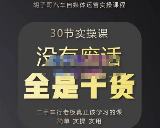 胡子哥·汽车自媒体运营实操课，汽车新媒体二手车短视频运营教程-价值8888元_微雨项目网