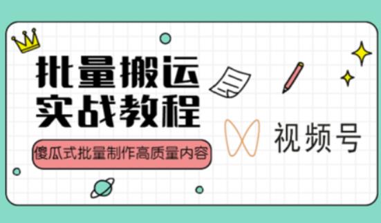 视频号批量搬运实战操作运营赚钱教程，傻瓜式批量制作高质量内容【附视频教程+PPT】_微雨项目网