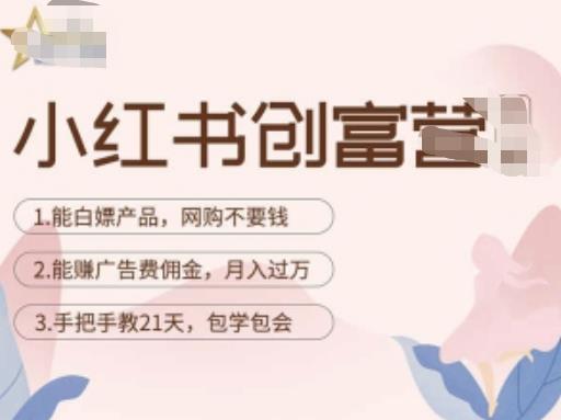 小红书创富营-教小红书带货，陪跑21天，教你赚广告费佣金，月入过万_微雨项目网