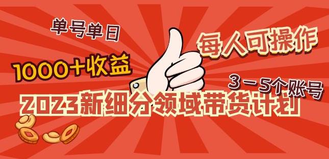 2023新细分领域带货计划：单号单日1000+收益不难，每人可操作3-5个账号_微雨项目网