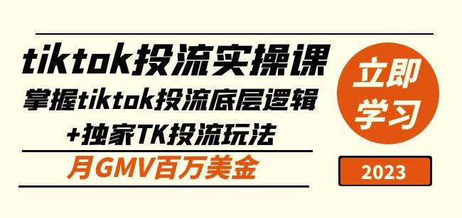 tiktok投流实操课：掌握tiktok投流底层逻辑+独家TK投流玩法月GMV百万美金_微雨项目网