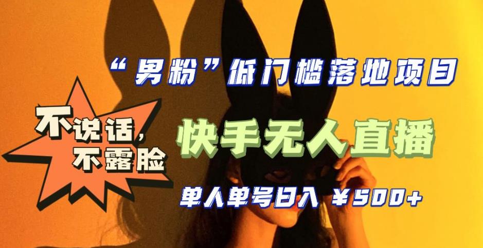 【全新升级】零基础单人单号单晚500+，不说话，不露脸，4月最新超皮实快手无人直播_微雨项目网