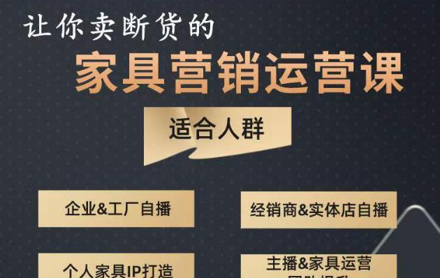 让你卖断货的家具营销运营课，打造高销量家具账号（短视频+直播+人物IP）_微雨项目网