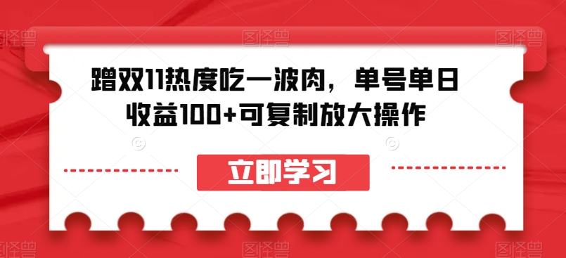 蹭双11热度吃一波肉，单号单日收益100+可复制放大操作【揭秘】_微雨项目网