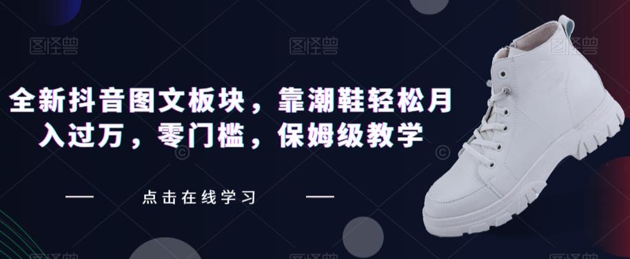 全新抖音图文板块，靠潮鞋轻松月入过万，零门槛，保姆级教学【揭秘】_微雨项目网