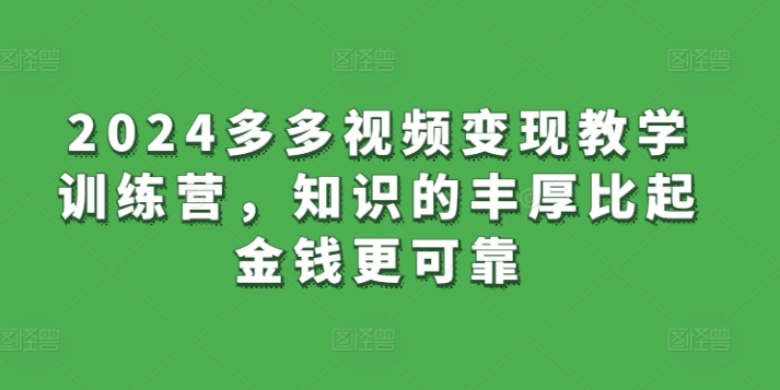 2024多多视频变现教学训练营，知识的丰厚比起金钱更可靠_微雨项目网