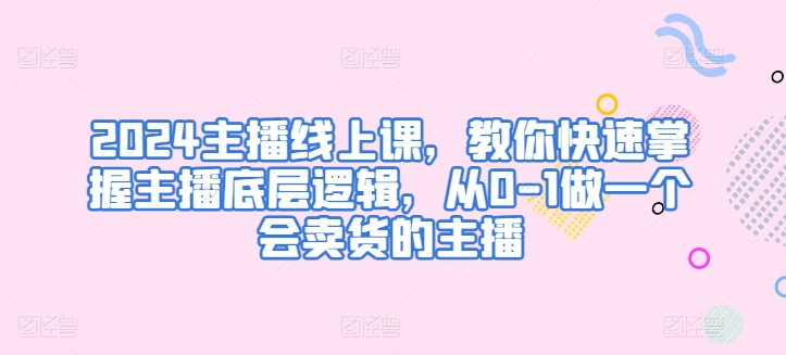 2024主播线上课，教你快速掌握主播底层逻辑，从0-1做一个会卖货的主播_微雨项目网