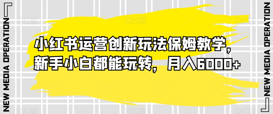 小红书运营创新玩法保姆教学，新手小白都能玩转，月入6000+【揭秘】_微雨项目网