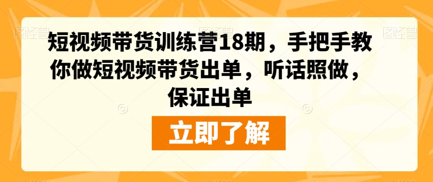 短视频带货训练营18期，手把手教你做短视频带货出单，听话照做，保证出单_微雨项目网