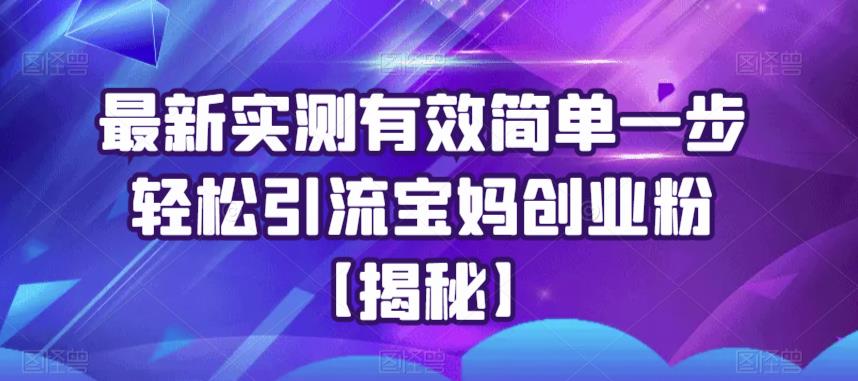 最新实测有效简单一步轻松引流宝妈创业粉【揭秘】_微雨项目网