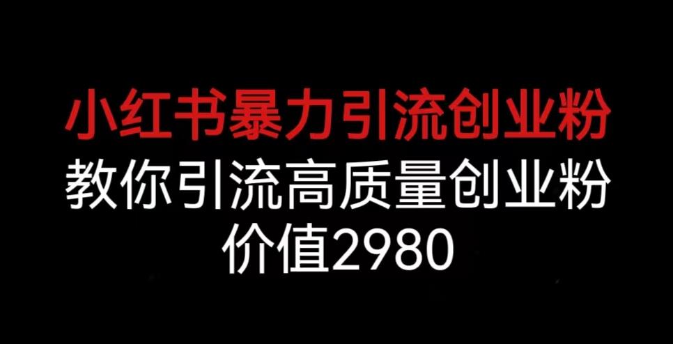 小红书暴力引流创业粉，教你引流高质量创业粉，价值2980【揭秘】_微雨项目网