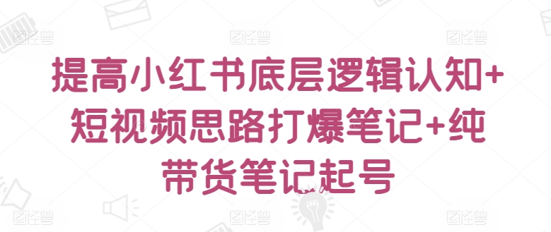 提高小红书底层逻辑认知+短视频思路打爆笔记+纯带货笔记起号_微雨项目网