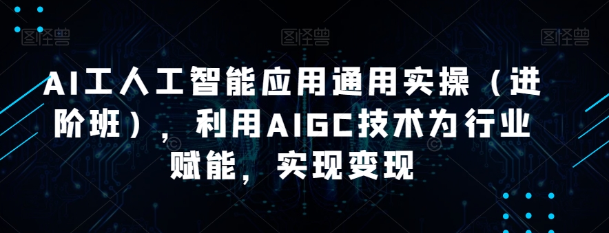 AI工人工智能应用通用实操（进阶班），利用AIGC技术为行业赋能，实现变现_微雨项目网