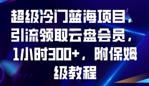 超级冷门蓝海项目，引流领取云盘会员，1小时300+，附保姆级教程_微雨项目网