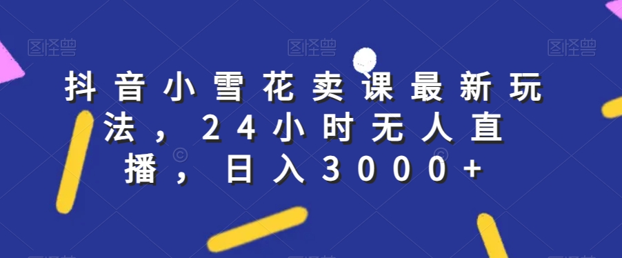 抖音小雪花卖课最新玩法，24小时无人直播，日入3000+【揭秘】_微雨项目网