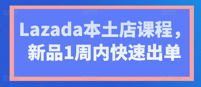 Lazada本土店课程，新品1周内快速出单_微雨项目网
