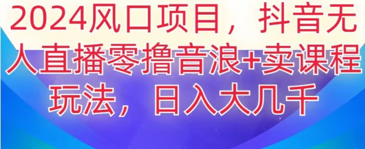 2024风口项目，抖音无人主播撸音浪+卖课程玩法，日入大几千【揭秘】_微雨项目网