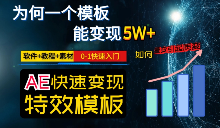 AE视频特效模板变现月入3-5W，0-1快速入门，软件+教程+素材_微雨项目网