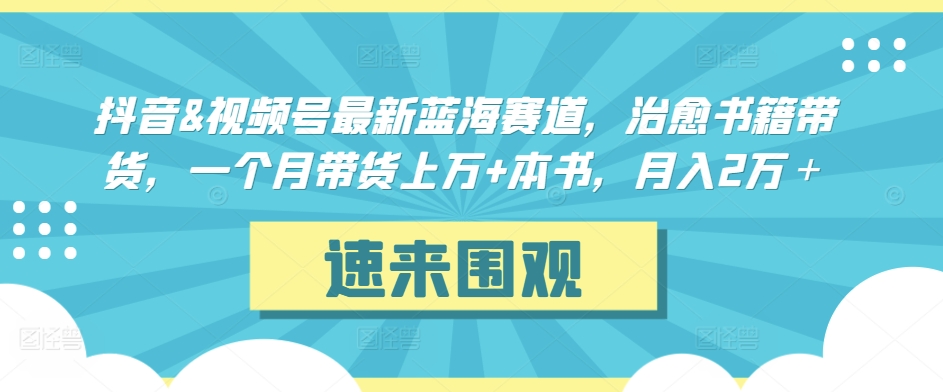 抖音&视频号最新蓝海赛道，治愈书籍带货，一个月带货上万+本书，月入2万＋【揭秘】_微雨项目网