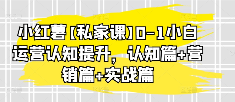 小红薯【私家课】0-1小白运营认知提升，认知篇+营销篇+实战篇_微雨项目网