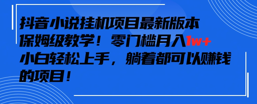 抖音最新小说挂机项目，保姆级教学，零成本月入1w+，小白轻松上手【揭秘】_微雨项目网