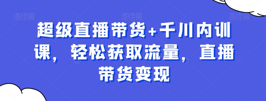 超级直播带货+千川内训课，轻松获取流量，直播带货变现_微雨项目网