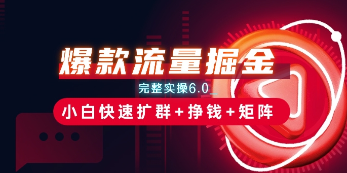 爆款流量掘金_完整实操6.0_小白快速扩群+挣钱+矩阵思路【揭秘】_微雨项目网