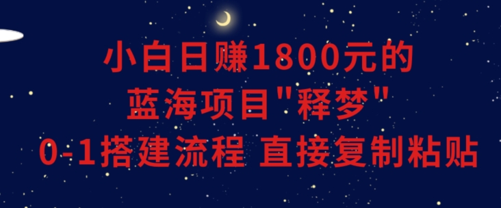 小白能日赚1800元的蓝海项目”释梦”0-1搭建流程可直接复制粘贴长期做【揭秘】_微雨项目网