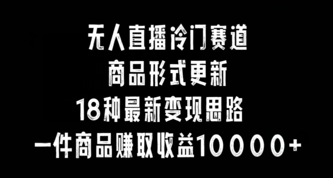 无人直播冷门赛道，商品形式更新，18种变现思路，一件商品赚取收益10000+【揭秘】_微雨项目网