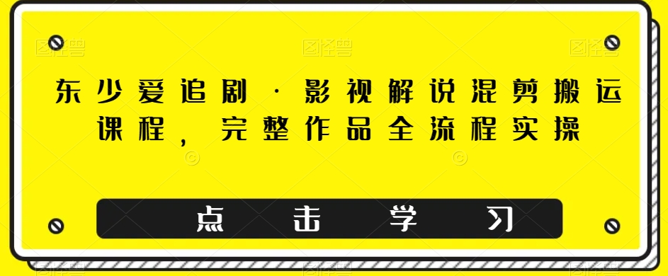 东少爱追剧·影视解说混剪搬运课程，完整作品全流程实操_微雨项目网