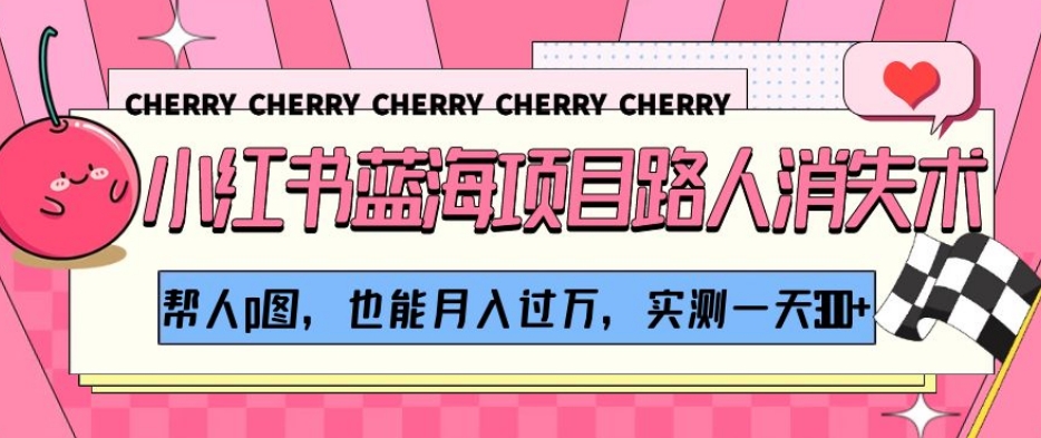 小红书蓝海项目路人消失术，帮人p图，也能月入过万，实测一天300+【揭秘】_微雨项目网
