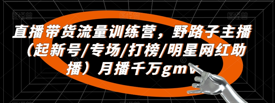 直播带货流量训练营，​野路子主播（起新号/专场/打榜/明星网红助播）月播千万gmv_微雨项目网