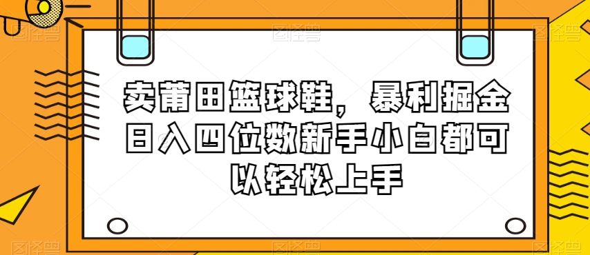 卖莆田篮球鞋，暴利掘金日入四位数新手小白都可以轻松上手【揭秘】_微雨项目网