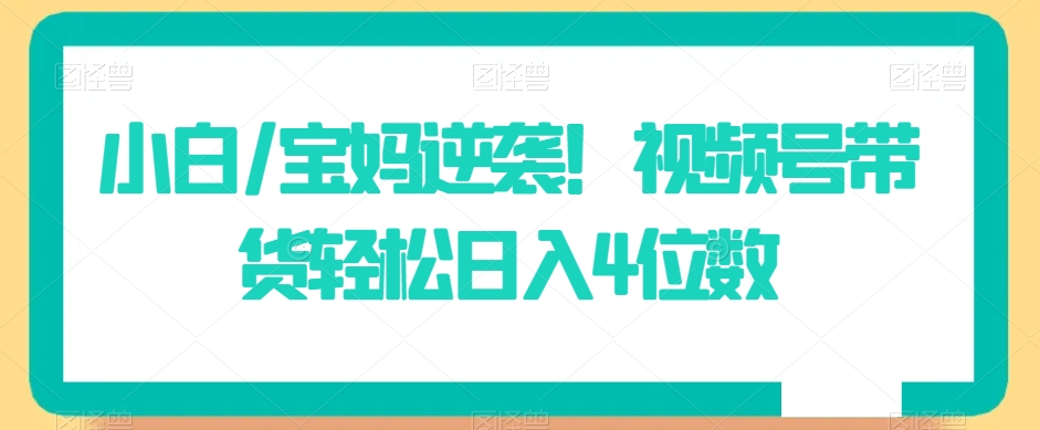 小白/宝妈逆袭！视频号带货轻松日入4位数【揭秘】_微雨项目网
