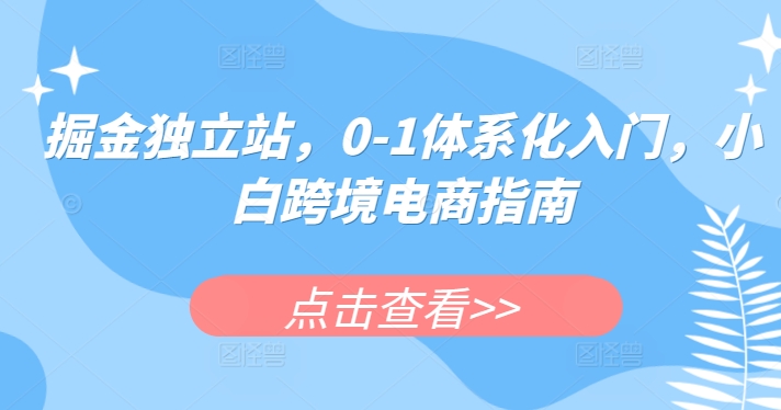 掘金独立站，0-1体系化入门，小白跨境电商指南_微雨项目网