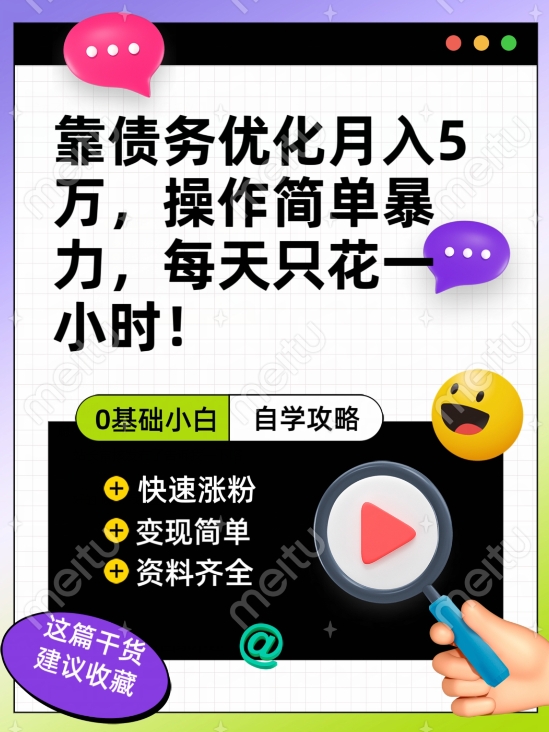 靠债务优化月入五万，每天只要花两个小时，多种方式轻松变现【揭秘】_微雨项目网