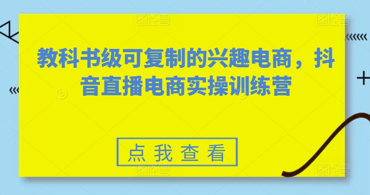 教科书级可复制的兴趣电商，抖音直播电商实操训练营_微雨项目网