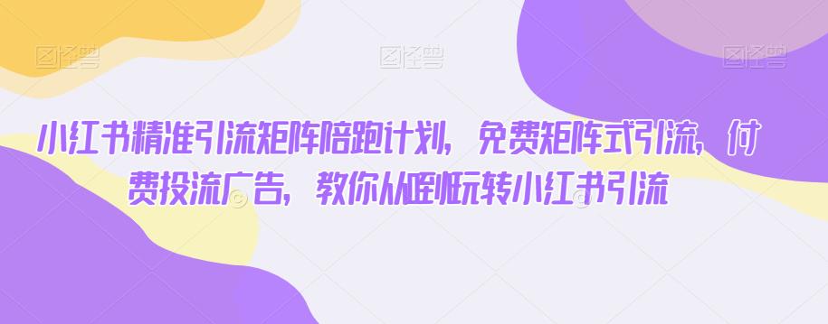 小红书精准引流矩阵陪跑计划，免费矩阵式引流，付费投流广告，教你从0到1玩转小红书引流_微雨项目网
