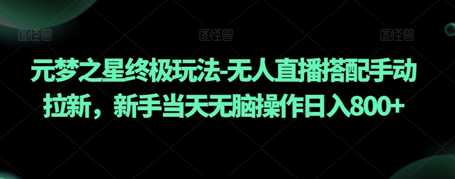 元梦之星终极玩法-无人直播搭配手动拉新，新手当天无脑操作日入800+【揭秘】_微雨项目网